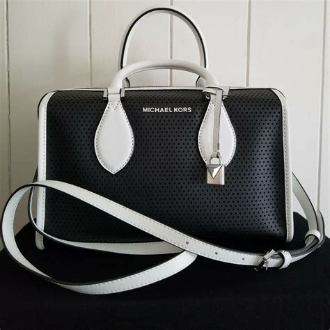 michael kors black white|michael kors handbags small black.